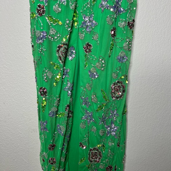 MAC DUGGAL #10808 HAND BEADED FLORAL GOWN WITH BEADED SPAGHETTI STRAPS - Picture 6 of 8